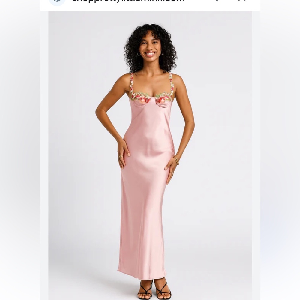B Darlin Pink Floral Satin Gown